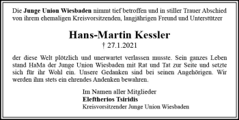 Traueranzeige von Hans-Martin Kessler von vrm-trauer