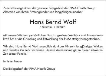 Traueranzeige von Hans Bernd Wolf von vrm-trauer