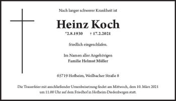 Traueranzeige von Heinz Koch von vrm-trauer