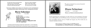 Traueranzeige von Horst Schreiner von vrm-trauer