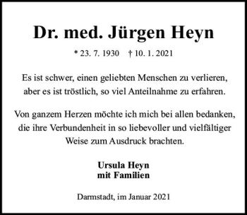 Traueranzeige von Jürgen Heyn von vrm-trauer