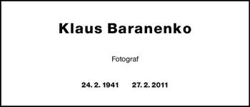 Traueranzeige von Klaus Baranenko von vrm-trauer