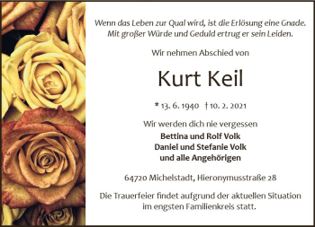 Traueranzeige von Kurt Keil von vrm-trauer