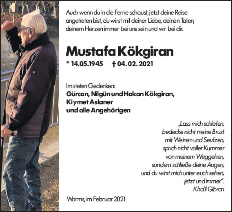  Traueranzeige für Mustafa Kökgiran vom 13.02.2021 aus vrm-trauer