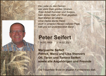 Traueranzeige von Peter Seifert von vrm-trauer