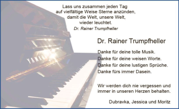 Traueranzeige von Rainer Trumpfheller von vrm-trauer
