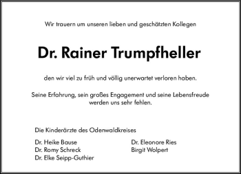 Traueranzeige von Rainer Trumpfheller von vrm-trauer