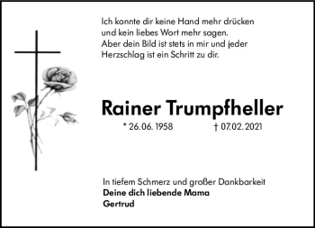Traueranzeige von Rainer Trumpfheller von vrm-trauer