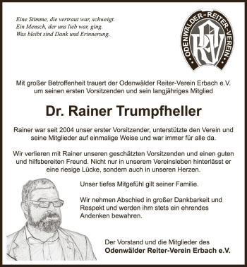 Traueranzeige von Rainer Trumpfheller von vrm-trauer