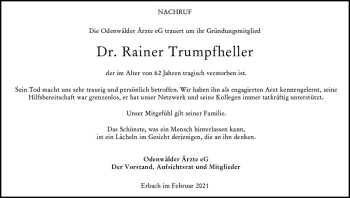 Traueranzeige von Rainer Trumpfheller von vrm-trauer