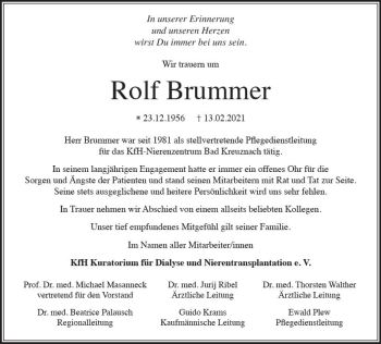 Traueranzeige von Rolf Brummer von vrm-trauer