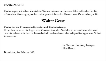 Traueranzeige von Walter Gerst von vrm-trauer