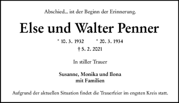 Traueranzeige von Walter Penner von vrm-trauer