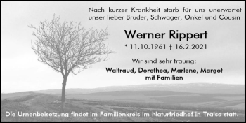Traueranzeige von Werner Rippert von vrm-trauer