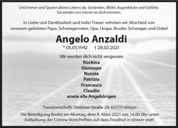 Traueranzeige von Angelo Anzaldi von vrm-trauer