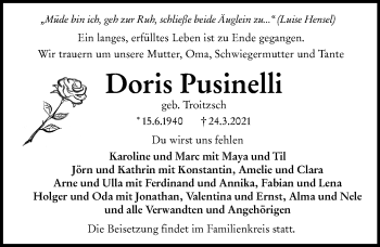 Traueranzeige von Doris Pusinelli von vrm-trauer