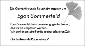 Traueranzeige von Egon Sommerfeld von vrm-trauer