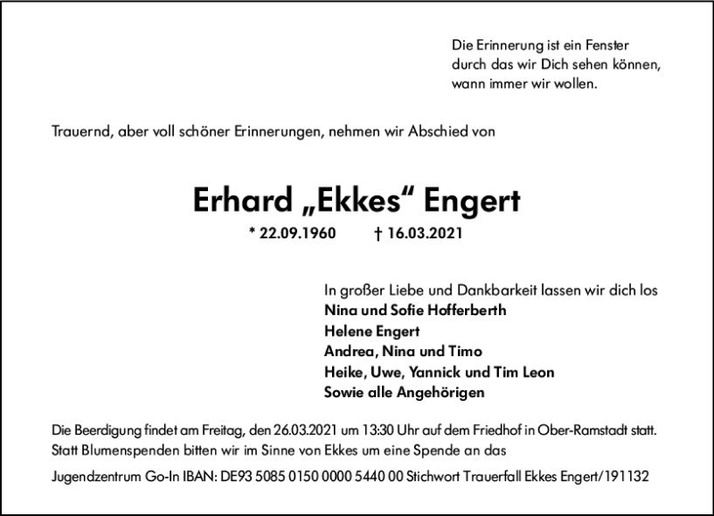  Traueranzeige für Erhard Engert vom 24.03.2021 aus vrm-trauer