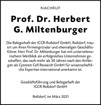 Traueranzeige von Herbert G. Miltenburger von vrm-trauer