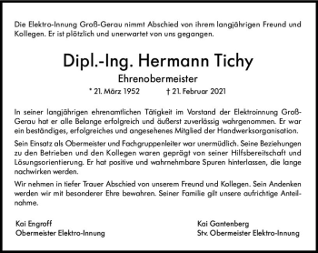 Traueranzeige von Hermann Tichy von vrm-trauer