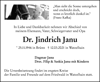 Traueranzeige von Jindrich Janu von vrm-trauer