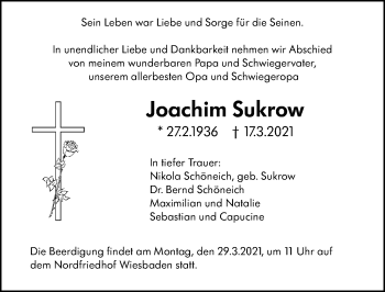 Traueranzeige von Joachim Sukrow von vrm-trauer