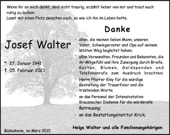 Traueranzeige von Josef Walter von vrm-trauer