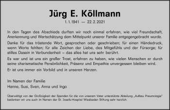 Traueranzeige von Jürg E. Kölimann von vrm-trauer