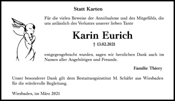 Traueranzeige von Karin Eurich von vrm-trauer
