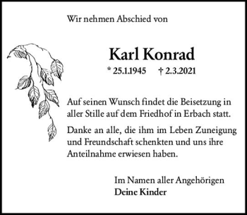 Traueranzeige von Karl Konrad von vrm-trauer