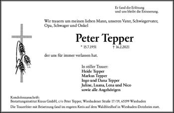 Traueranzeige von Peter Tepper von vrm-trauer