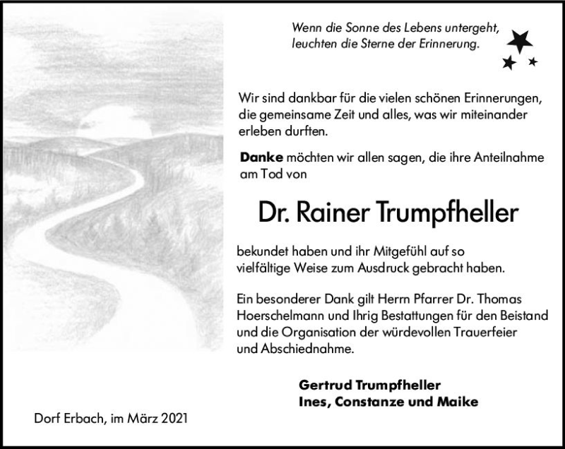  Traueranzeige für Rainer Trumpfheller vom 13.03.2021 aus vrm-trauer