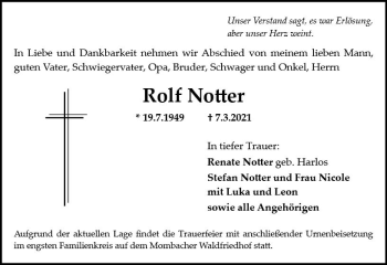 Traueranzeige von Rolf Notter von vrm-trauer
