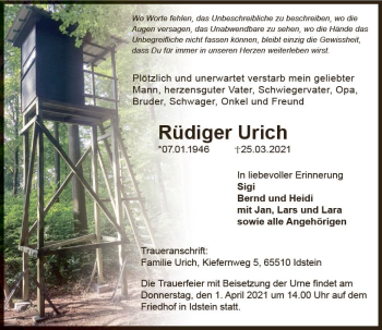 Traueranzeige von Rüdiger Urich von vrm-trauer
