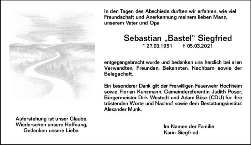  Traueranzeige für Sebastian Siegfried vom 19.03.2021 aus vrm-trauer