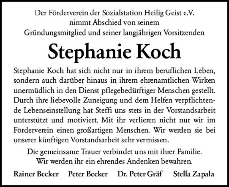  Traueranzeige für Stephanie Koch vom 06.03.2021 aus vrm-trauer