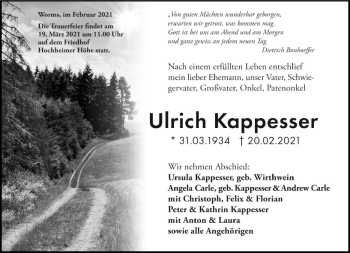 Traueranzeige von Ulrich Kappesser von vrm-trauer