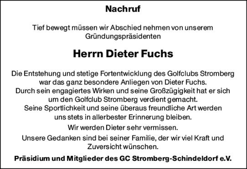  Traueranzeige für Dieter Fuchs vom 17.04.2021 aus vrm-trauer