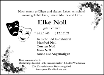 Traueranzeige von Elke Noll von vrm-trauer