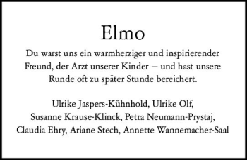Traueranzeige von Elmo Feil von vrm-trauer