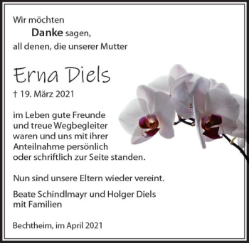 Traueranzeige von Erna Diels von vrm-trauer