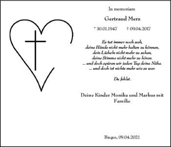 Traueranzeige von Gertraud Merz von vrm-trauer