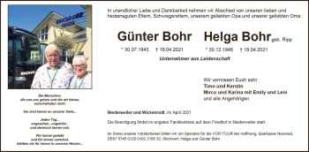 Traueranzeige von Günter Bohr von vrm-trauer