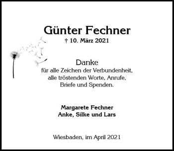 Traueranzeige von Günter Fechner von vrm-trauer