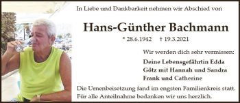 Traueranzeige von Hans-Günther Bachmann von vrm-trauer