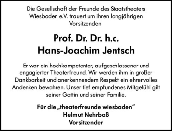 Traueranzeige von Hans-Joachim Jentsch von vrm-trauer
