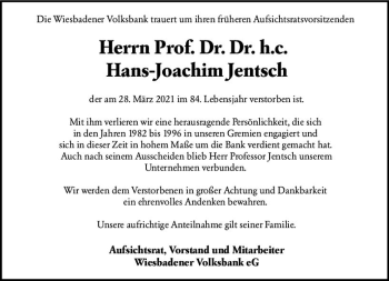 Traueranzeige von Hans-Joachim Jentsch von vrm-trauer