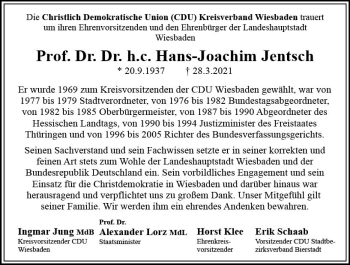 Traueranzeige von Hans-Joachim Jentsch von vrm-trauer