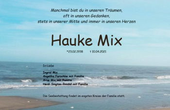 Traueranzeige von Hauke Mix von vrm-trauer