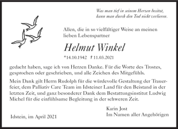 Traueranzeige von Helmut Winkel von vrm-trauer